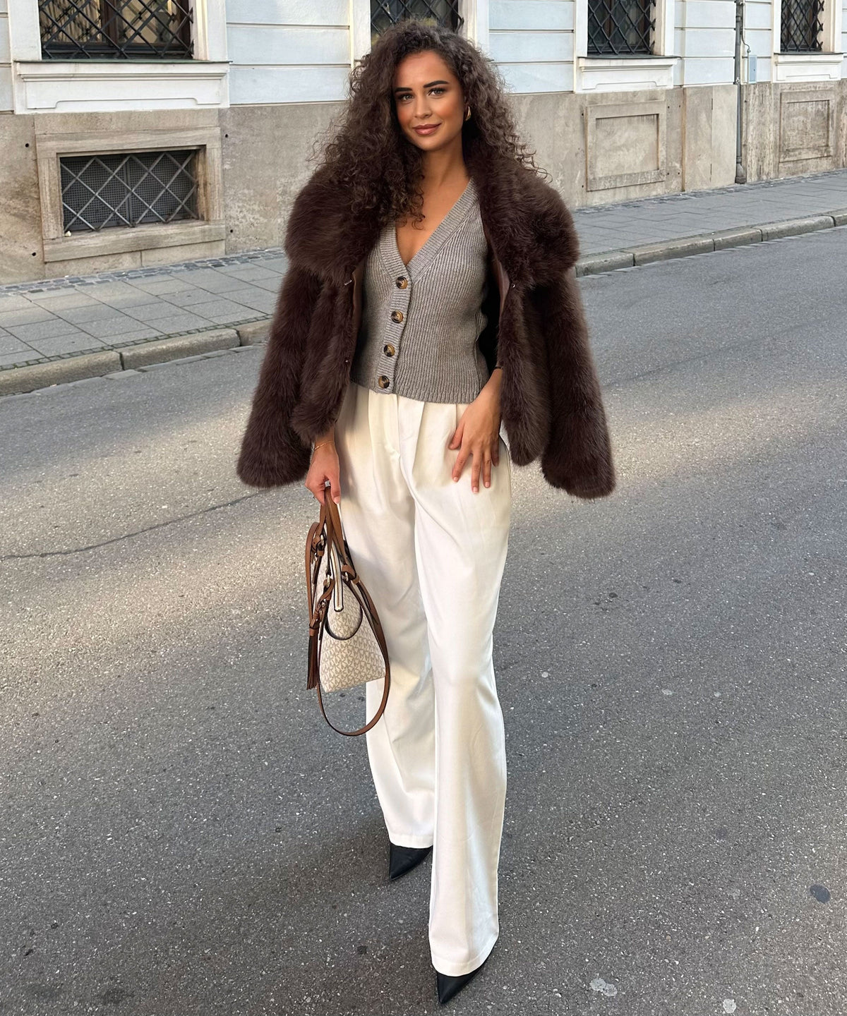 Amara Fur Jacket – Dark Brown