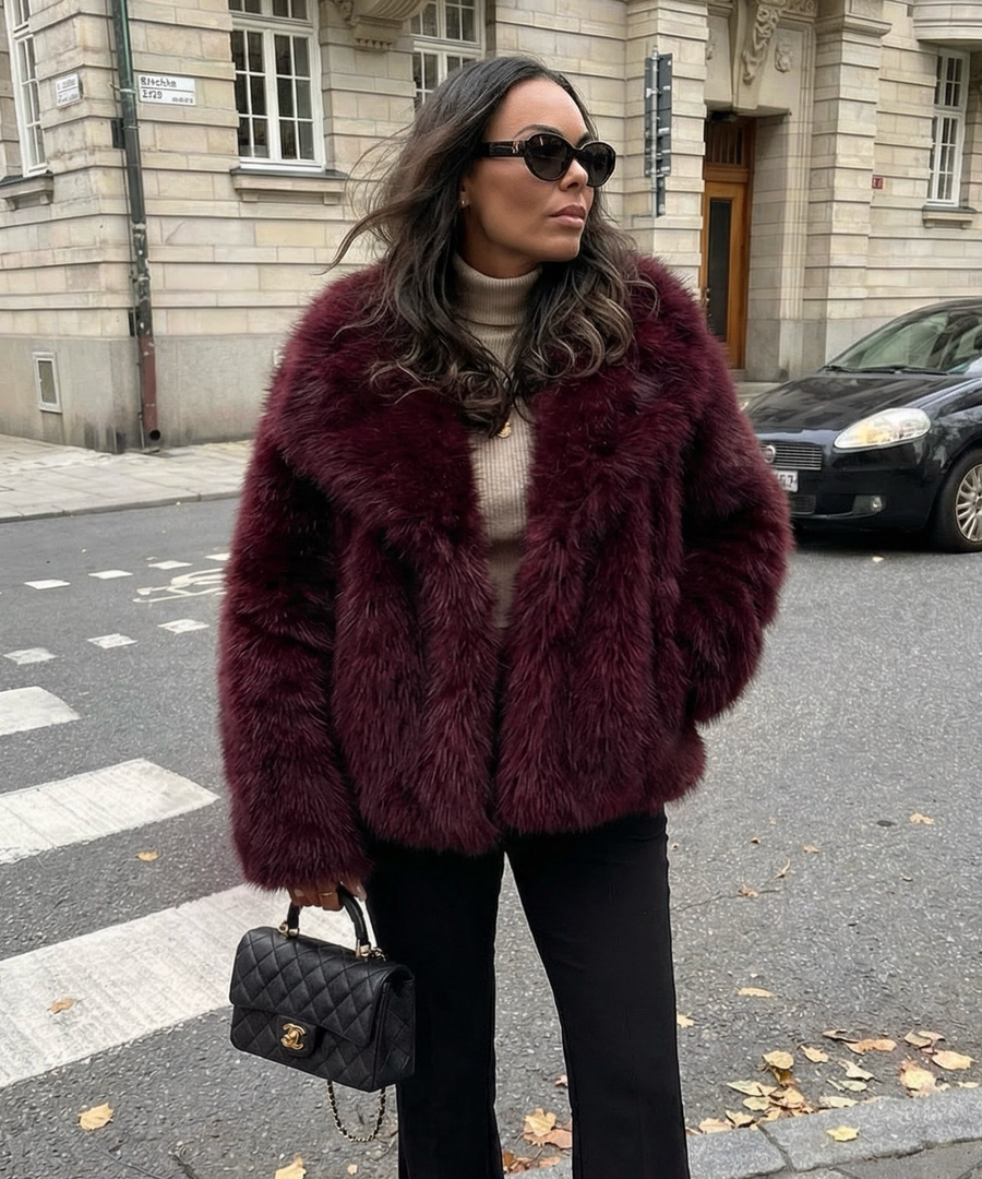 Anastasia Fur Jacket – Burgundy