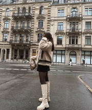 Lenia Biker Jacket with Fur – Beige