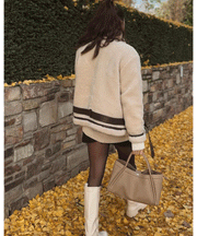 Lenia Biker Jacket with Fur – Beige