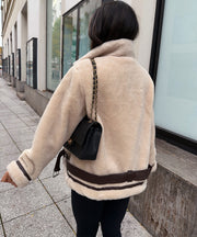 Lenia Biker Jacket with Fur – Beige