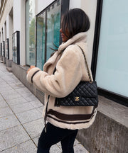 Lenia Biker Jacket with Fur – Beige