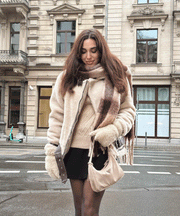 Lenia Biker Jacket with Fur – Beige