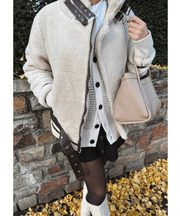 Lenia Biker Jacket with Fur – Beige