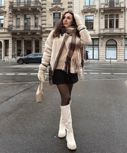Lenia Biker Jacket with Fur – Beige