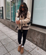 Lenia Biker Jacket with Fur – Beige
