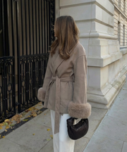 Loona Jacket with Fur Details – Beige