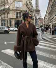 Loona Jacket with Fur Details – Dark Brown