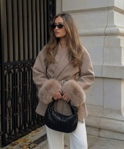 Loona Jacket with Fur Details – Beige