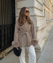 Loona Jacket with Fur Details – Beige