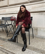 Amara Fur Jacket – Burgundy