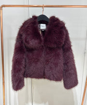 Amara Fur Jacket – Burgundy