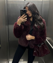 Amara Fur Jacket – Burgundy