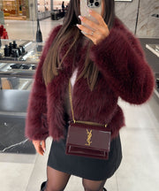 Amara Fur Jacket – Burgundy