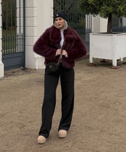 Amara Fur Jacket – Burgundy