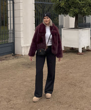 Amara Fur Jacket – Burgundy
