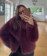 Amara Fur Jacket – Burgundy