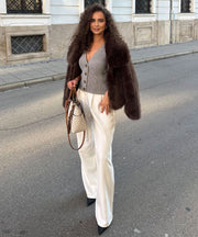 Amara Fur Jacket – Dark Brown