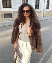 Amara Fur Jacket – Dark Brown