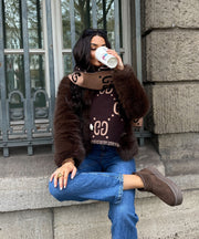 Amara Fur Jacket – Dark Brown