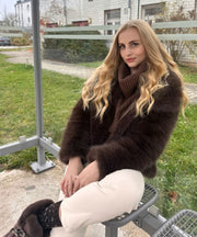 Amara Fur Jacket – Dark Brown