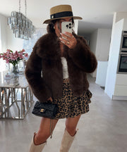 Amara Fur Jacket – Dark Brown