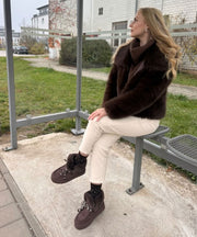 Amara Fur Jacket – Dark Brown