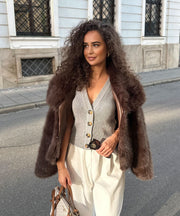 Amara Fur Jacket – Dark Brown