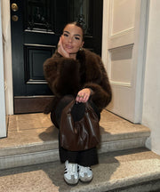 Amara Fur Jacket – Dark Brown