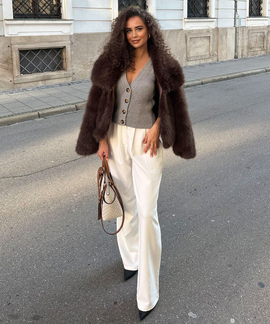 Amara Fur Jacket – Dark Brown
