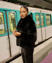 Amara Fur Jacket – Black