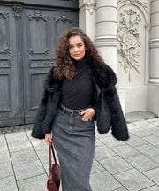 Amara Fur Jacket – Black