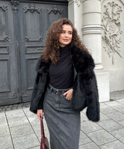 Amara Fur Jacket – Black