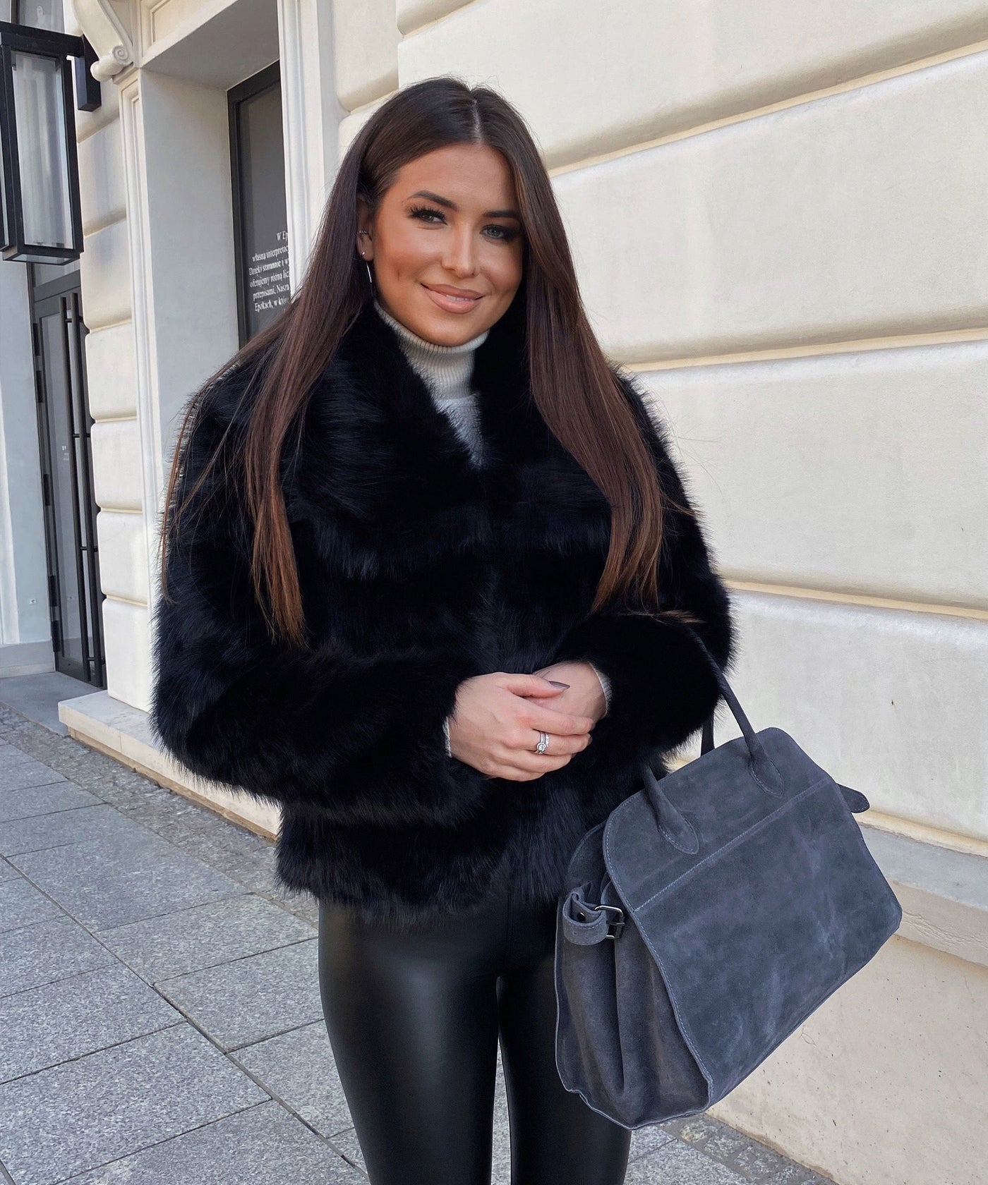 Amara Fur Jacket – Black