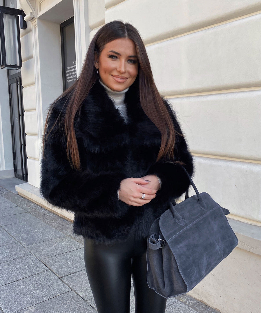 Amara Fur Jacket – Black
