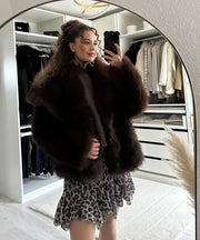 Romina Fur Jacket – Dark Brown
