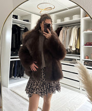 Romina Fur Jacket – Dark Brown