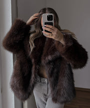 Romina Fur Jacket – Dark Brown