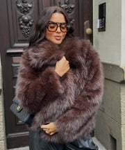 Romina Fur Jacket – Dark Brown