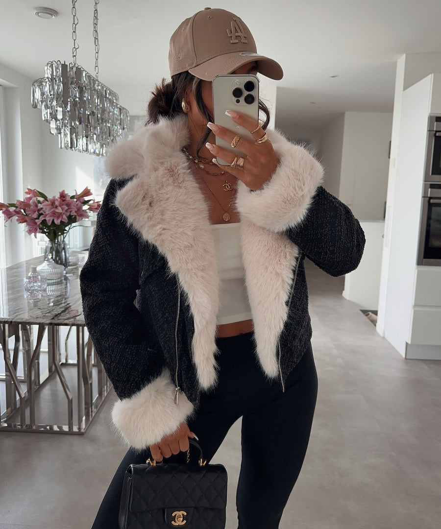 Lumaia Jacket with Fur – Dark Gray