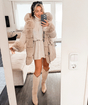 Glamour Fur Jacket – Beige