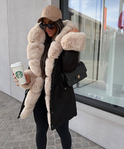 Glamour Fur Jacket – Black/Beige