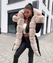 Glamour Fur Jacket – Black/Beige