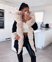 Glamour Fur Jacket – Black/Beige