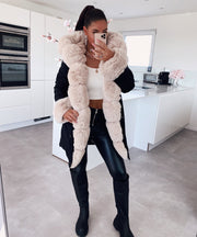 Glamour Fur Jacket – Black/Beige