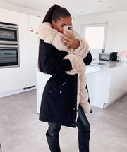 Glamour Fur Jacket – Black/Beige