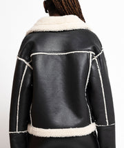 Sarea Teddy Biker Jacket – Black