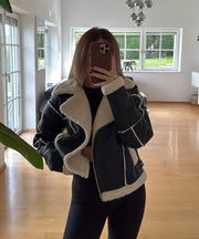 Sarea Teddy Biker Jacket – Black