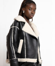 Sarea Teddy Biker Jacket – Black