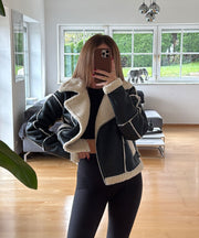 Sarea Teddy Biker Jacket – Black